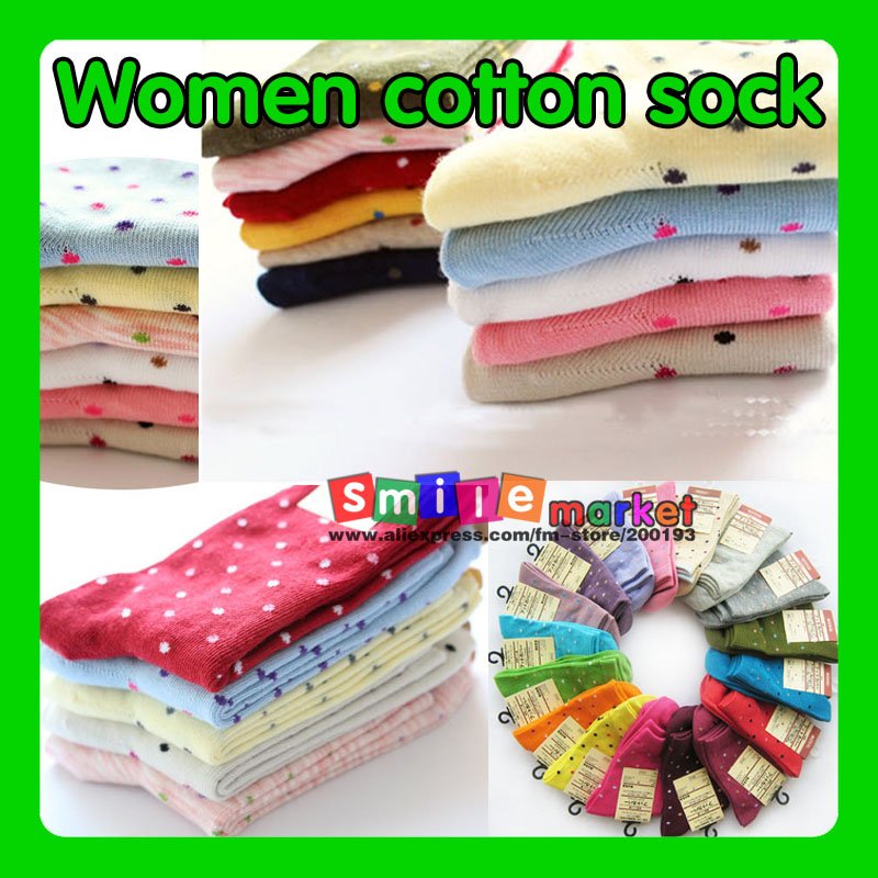 Free shipping 10pairs/lot  RANDOM MIX COLOR Cute Stockings. Dot socks Sock Nvwa Cotton socks Adult socks