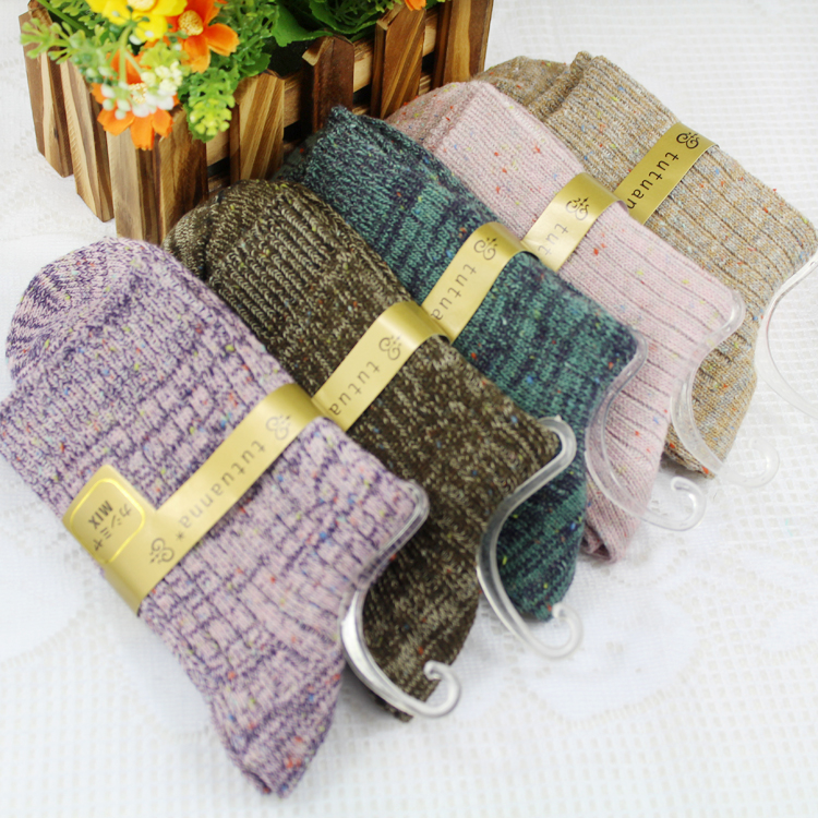Free Shipping !  12pairs/lot Tutuanna winter women's thick knitted cotton socks candy socks