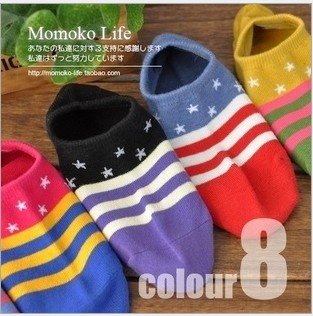 Free shipping 1lot=10pairs=20pcs wholesale Korean  style lovey  dot Stripe star women sock