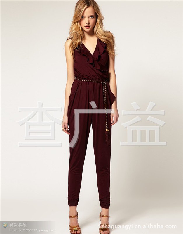 free shipping ,2012 2 new style, women's cotton blends waistband Europe and America noble Jumpsuit