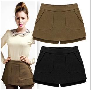 FREE SHIPPING 2012 Autumn Winter Women's Wool Turn-Up Straight Boot Cut Plus Large Casual Shorts
