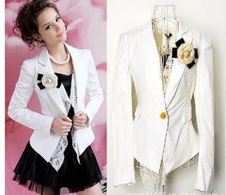 Free shipping!2012 formal women slim lace Jackets,  Elegant  coat ,one button women blazer,causul women suit  +Bust flowers