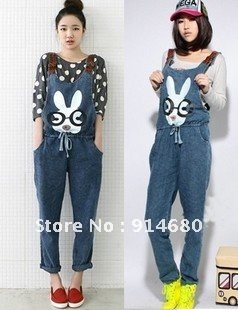 Free shipping !2012 Korea New Braces cowboy Jumpsuit  Wholesale Two colors Free sizes