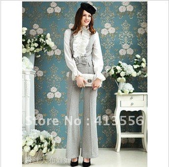 free shipping 2012 new Autumn ladies fashion elegant deep v-neck the bow wide leg vest Jumpsuit ow68109