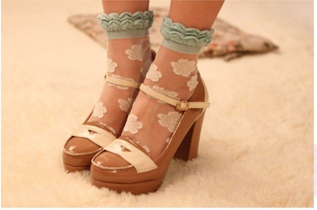free shipping~2012 New  design transparent fine holes with lace  stockings/women summer socks /lady socks 12pcs/lot
