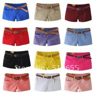 Free Shipping / 2012 New fashion Candy color jeans shorts / women's short / S-XXL / 19 color / lady's hot pants / Wholesale