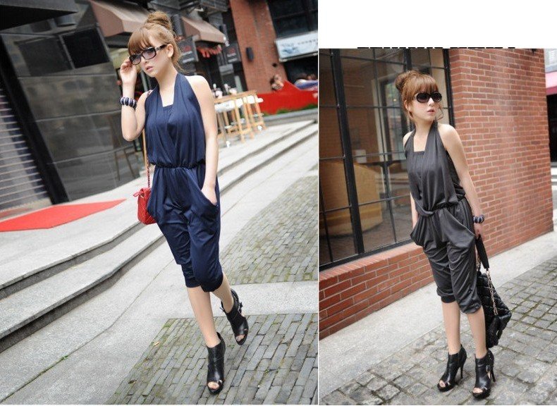 Free shipping/2012 new/High-quality goods/low back / 7 points conjoined twins pants/halter Jumpsuits