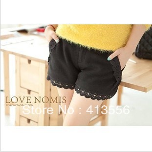 Free shipping  2012 New Ladies temperament slim thin decorative lace woolen fashion shorts  b295 ow