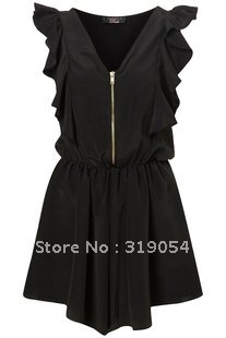 Free Shipping 2012 Newest Leisure style women's beautiful Jumpsuits  V-neck & Zipper  Design