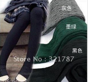 Free Shipping 2012 Twisted Style Pantyhose Cotton Leggings for Women Thicker Cotton Knitted flexible pants and stocking