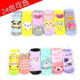 free shipping!2013 new all-match candy color sock slippers cartoon graphic patterns thin 100% cotton sock female!Hot sale