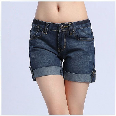 Free shipping 2013 new spring and summer loose curling Ms. denim shorts, women's shorts.