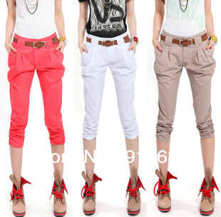 Free shipping ,2013 New Style Hot Sale  Contracted joker Show thin 7 minutes of pants (Send Belt)  Five color Four Size