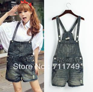 Free Shipping 2013 Sping Summer Korea Style Cute Stratched Lady Denim Jumpsuit alibaba express
