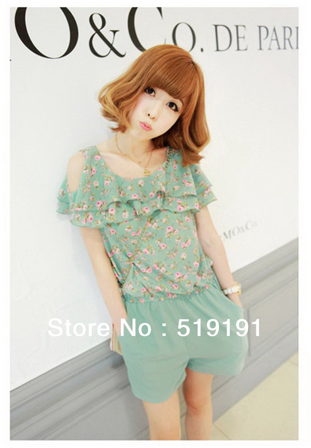 Free shipping 2013   summer floral  off shoulder chiffon jumpsuits overall,women shorts,women jumpsuits