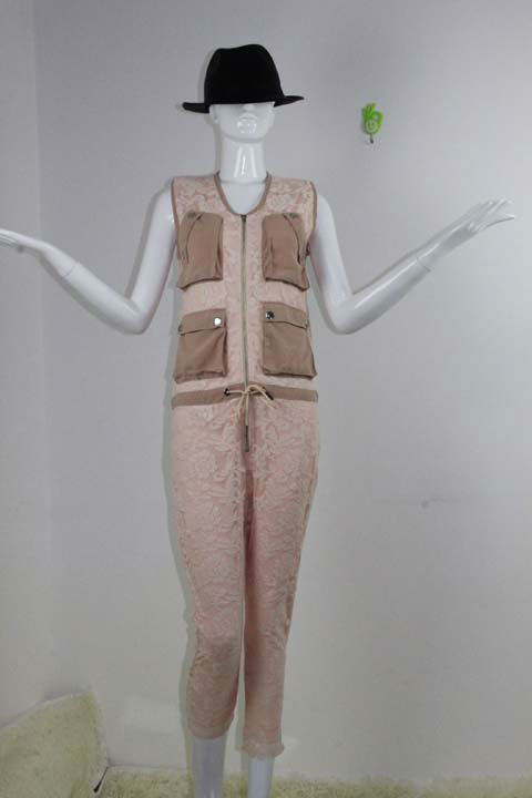 Free shipping 2013new arrived Fashion casual Chiffon pocket Lace jumpsuits