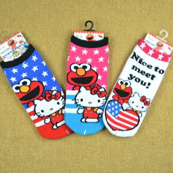 Free Shipping!  3 colors hot sale popular hello kitty women's short socks cotton slippers 3D cartoon brand socks