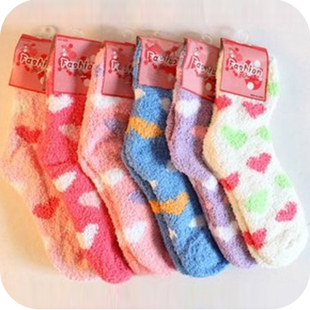 Free Shipping! 5pairs/lot Sweet Warm Socks Plush Floor Carpet Socks Thermal  Thickening Towel Socks
