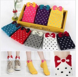 Free Shipping! 5pairs Lovely Multi Candy Color Cotton Sock for Four Season Christmas Gifts