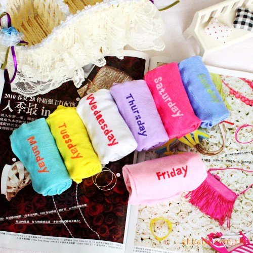 [ Free Shipping ] 7pairs/lot woman weeks socks , from sunday to saturday 1 pairs per day cotton socks , days of a week sock