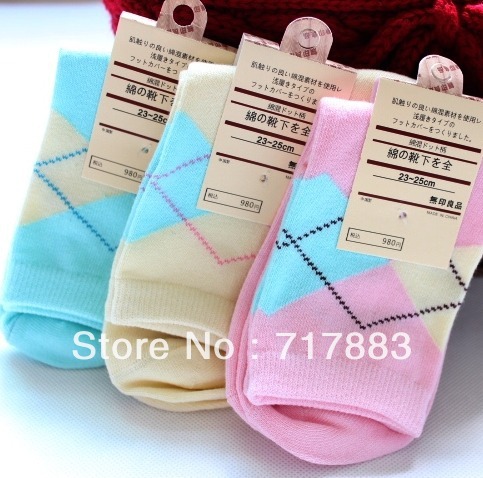 FREE SHIPPING A235 women's candy color plaid socks 100% cotton casual sock 6pcs/lot wholesale,2013 HOT SALE