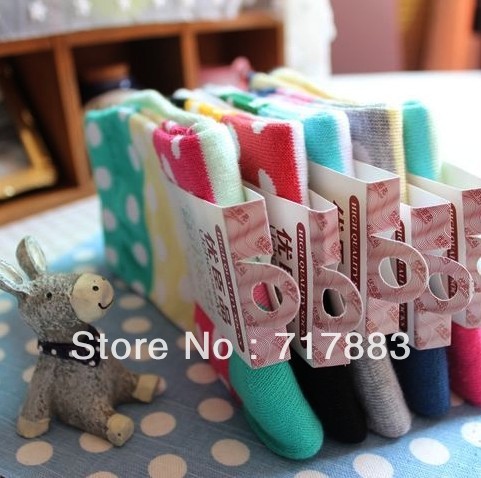 FREE SHIPPING A249 promotion spring and autumn socks candy color patchwork three-color polka dot women's 100% cotton socks