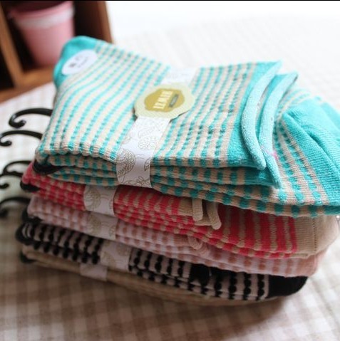 Free Shipping A261 Fresh Small Plaid Stripe 100 Cotton Socks For Women  Free Size 10 pairs/lot