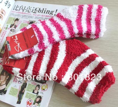 Free shipping by China post-24pairs/lot,stripe terry socks(color same as picture)best-selling