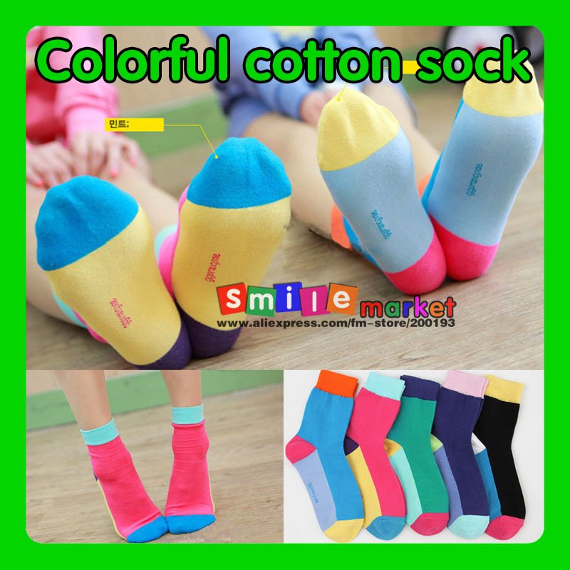 FREE SHIPPING by china post 5PAIRS/LOTS StockingsCute socks Fruit fight color socks