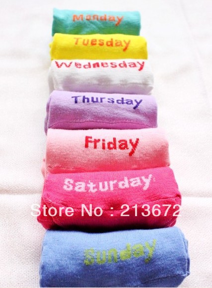 Free Shipping-Cotton Sports Sock Novelty 7 Days Comfortable Soft Daily Sock Changing Everyday Weekly Sox Creative Week Socks