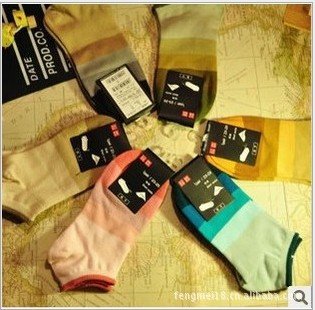 Free shipping cotton women ankle socks discolor Couples socks12 pairs color mix