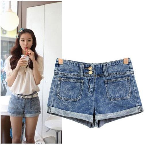 Free shipping,Fashion Wornout Hot Pants,Lady Wash Denim High-waist ShortsI0011
