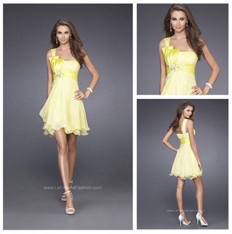 Free Shipping Hot Sale Cheap One-shoulder Graduation Dress Mix Colors