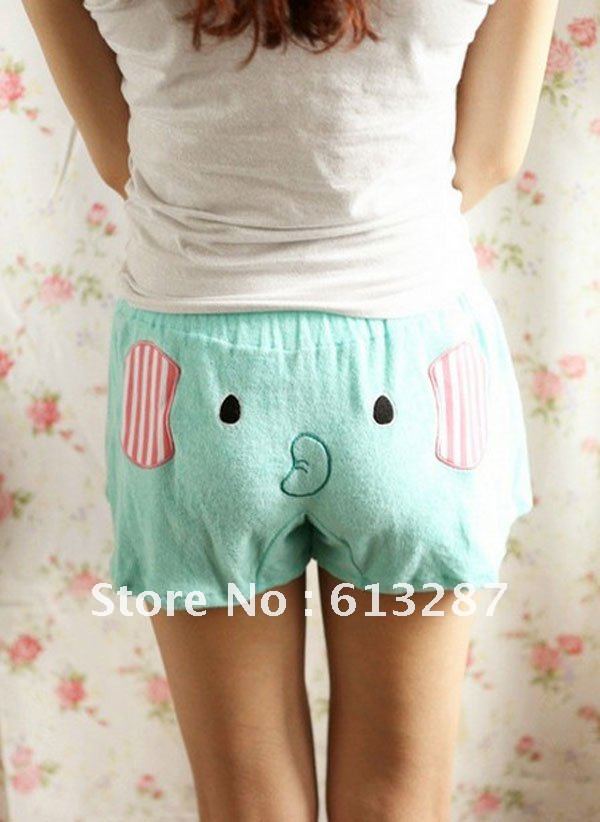 Free Shipping Kawaii Green Elephant Shorts beach pants,home shorts and pajama pants cartoon casual shorts Retail