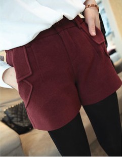 Free shipping Korean Sweet autumn and winter gentlewomen slim hot sale high quality full woolen shorts boot cut jeans/4 color