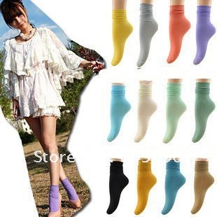 Free shipping-ladies' socks for spring/summer/fall solid cotton socks14  multi-colored best for young women 5pairs/lot