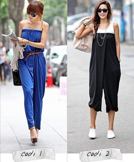 Free Shipping!/Leisure wiping a bosom Conjoined clothing/ leisure trousers /Match chatelaine (blue/black) JumpsuitsD-96-145