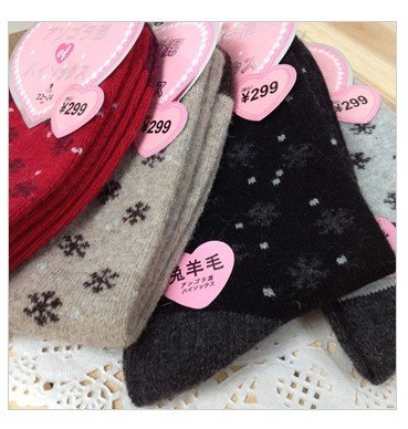 Free shipping little snowflake cosks thick Warm wool and Rabbit hair women socks,woman winter socks For Christmas Gift 5pair/lot
