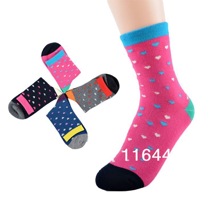Free shipping lovely heart shape colorful women socks 6pieces/lot cotton fashion socks