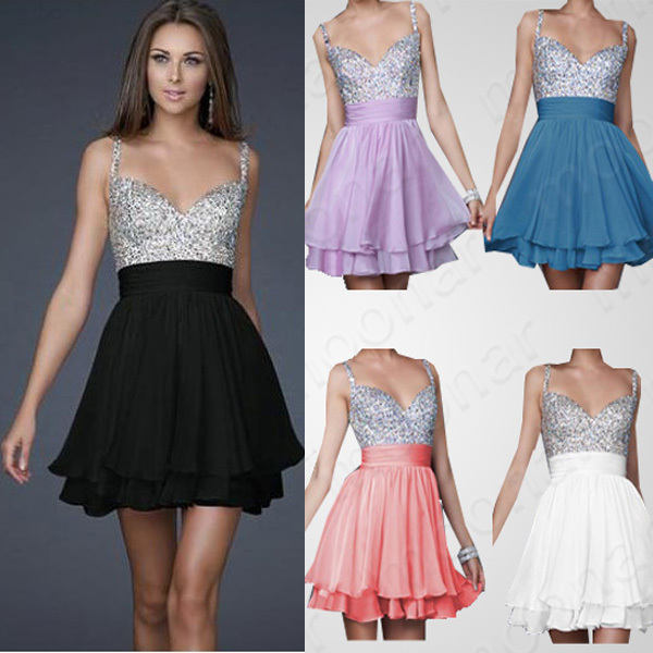 Free Shipping, Promotion Sexy Girl's Beaded Short Prom Gowns Party Cocktail Chiffon Mini Gratuation Dress (5 colors) LF040