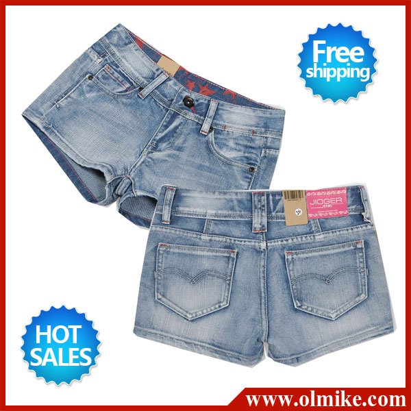 free shipping promotional new 2012 ladies' designer leisure fashion demin jeans shorts slim washed cotton short pants WSD003_04