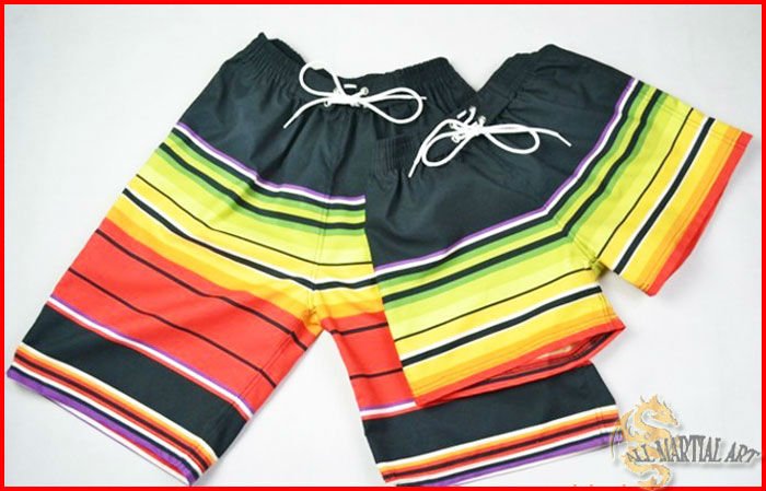 Free Shipping Set of Couples Rainbow Stripe Casual Beach Shorts Swim Trousers Sport Shorts Men & Women 2 pcs (CTS015) !!
