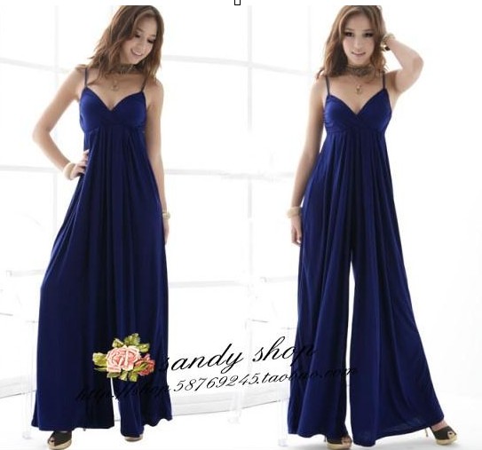 Free shipping sexy beach dress V-neck  strap wide leg pants skirt 2 colors#Y463