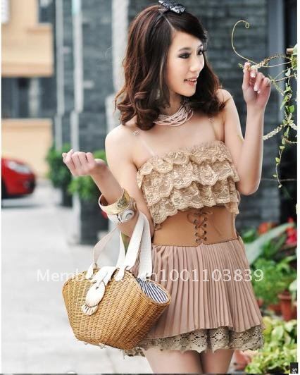 free shipping Sexy Ladies Lace Chiffon Dress Flexible With Belt new fashion with 3 colours in total#5112