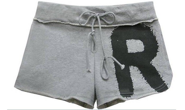 Free Shipping Soft R Embellished Lacing Short Pants Grey