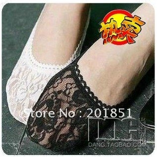 Free Shipping[Wholesale&Retail]Top Quality Woman Fashion Lace Ankle Socks Boat Socks Invisble Socks 10pair/lot (mixed order)