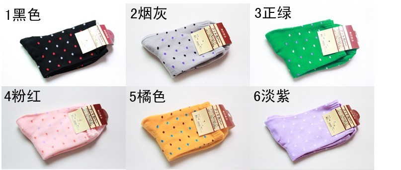 Free Shipping Wholesales Korea Cartoon Candy Color Dot  Socks Cotton Socks  FC12087