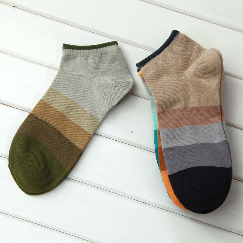 Free shipping woman and man summer casual invisible slippers cotton socks lovers gradient socks
