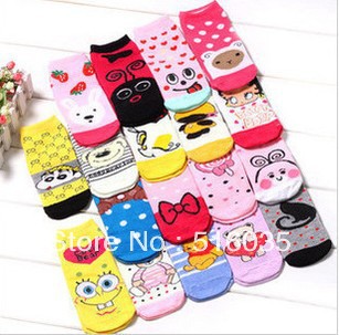 Free Shipping!Women casual socks cartoon women's socks wholesale lady sock 12pairs/lot