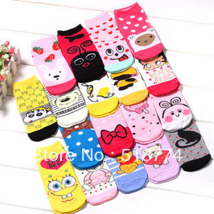 Free shipping women's cartoon socks cotton socks multicolor socks